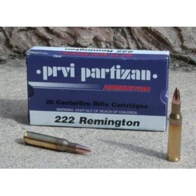 PPU - PRVI PARTIZAN - MUNITION - CAT C - 222 REM - FMJ - 55G - PP-A-A203 - X20