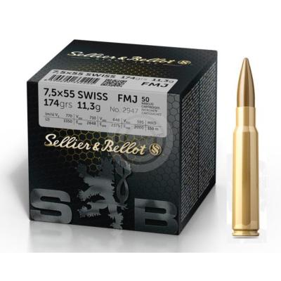 SELLIER & BELLOT - MUNITION - CAT C - 7.5X55 SWISS - FMJ - 11.3GR - 780991 - X50