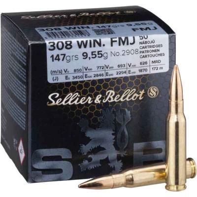 SELLIER & BELLOT - MUNITION - CAT C - 308 WIN - FMJ - 147G - 776402 - 2908 -X50