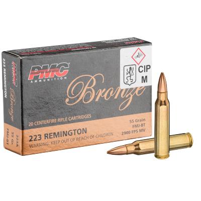 PMC - MUNITION - CAT B - 223 - 5.56 - 55 GR - FMJ - BRONZE LINE - PMC100 - X20